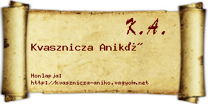 Kvasznicza Anikó névjegykártya